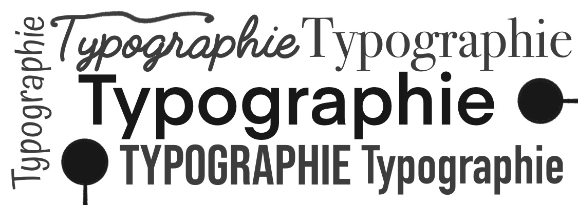 Visuel d'illustration : le mot typographie écrit avec différentes polices de caractères.