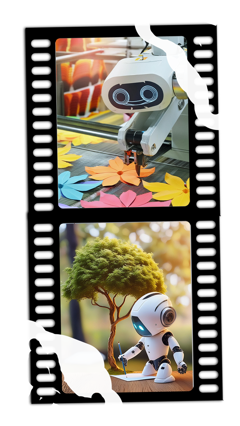 "Photos" générées par l'IA : un robot découpe des fleurs, un robot dessine un arbre